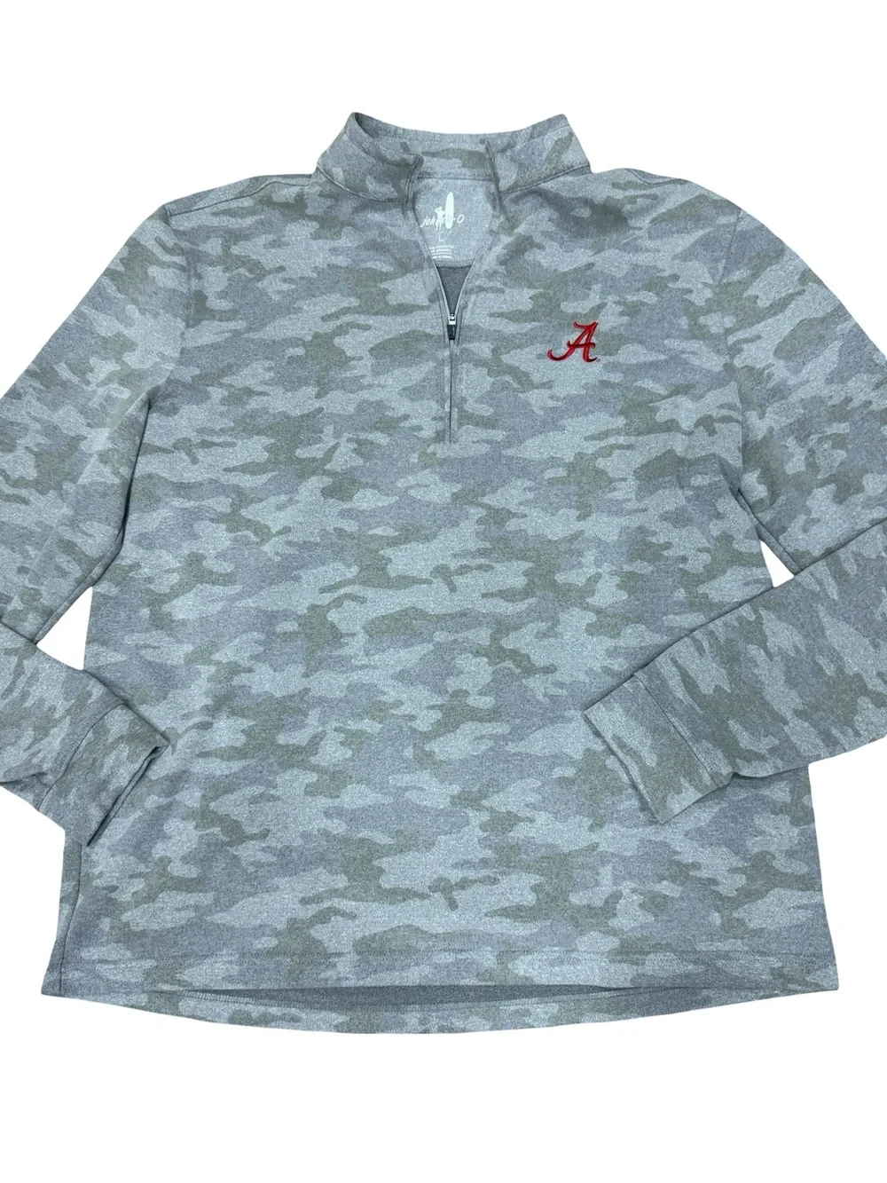 ✨ Johnnie-O Alabama Crimson Tide Gray Camo Quarter Zip Pullover Men’s Large - Picture 4 of 12